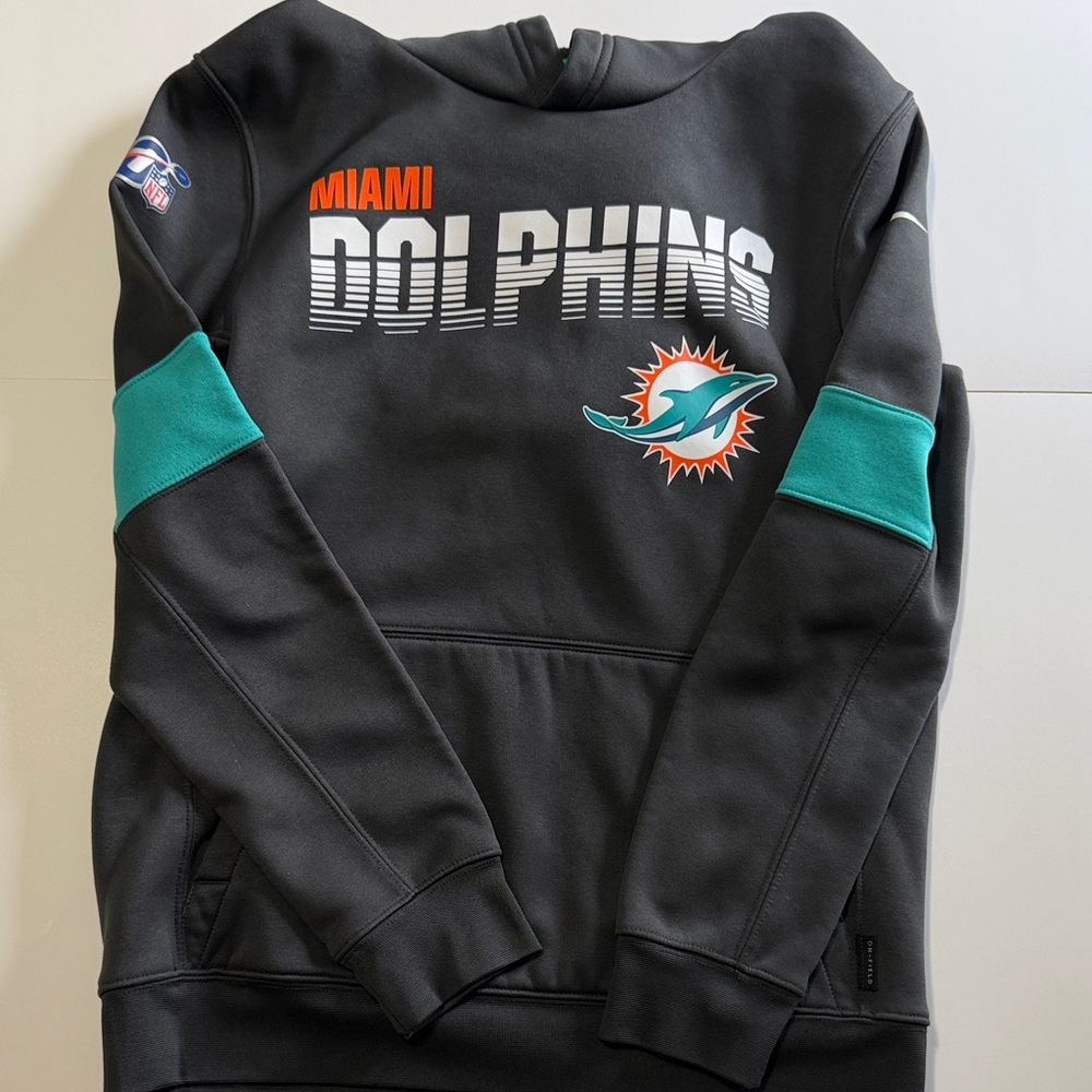 Nike Black and Teal Miami Dolphins Hoodie